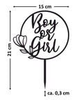 Cake Topper Boy or Girl Deko für Torten - Gender Reveal Party Deko - Gender Reveal Torten Deko - Suzu Papers