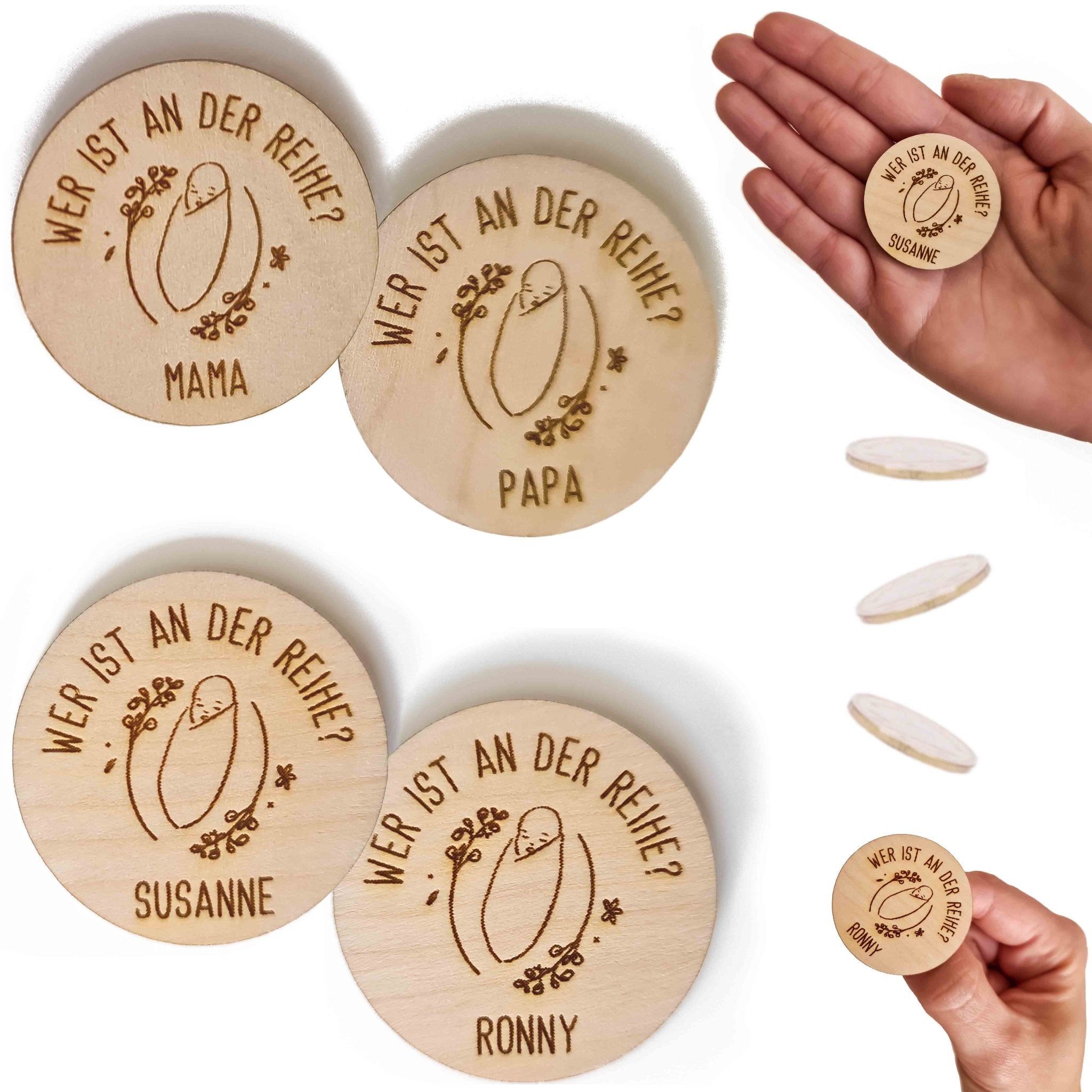 Entscheidungsmünze Mama Papa - Lustiges Geschenk zur Geburt für die Eltern - Suzu Papers