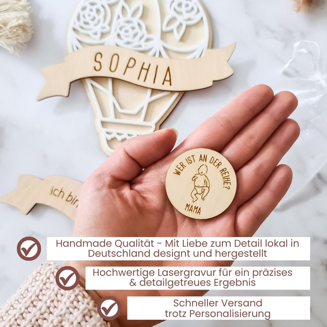 Entscheidungsmünze Mama Papa - Lustiges Geschenk zur Geburt für die Eltern - Suzu Papers