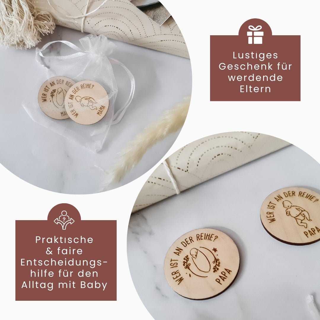 Entscheidungsmünze Mama Papa - Lustiges Geschenk zur Geburt für die Eltern - Suzu Papers