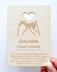 Geburtstagskarte Schwester personalisiert aus Holz - Suzu Papers