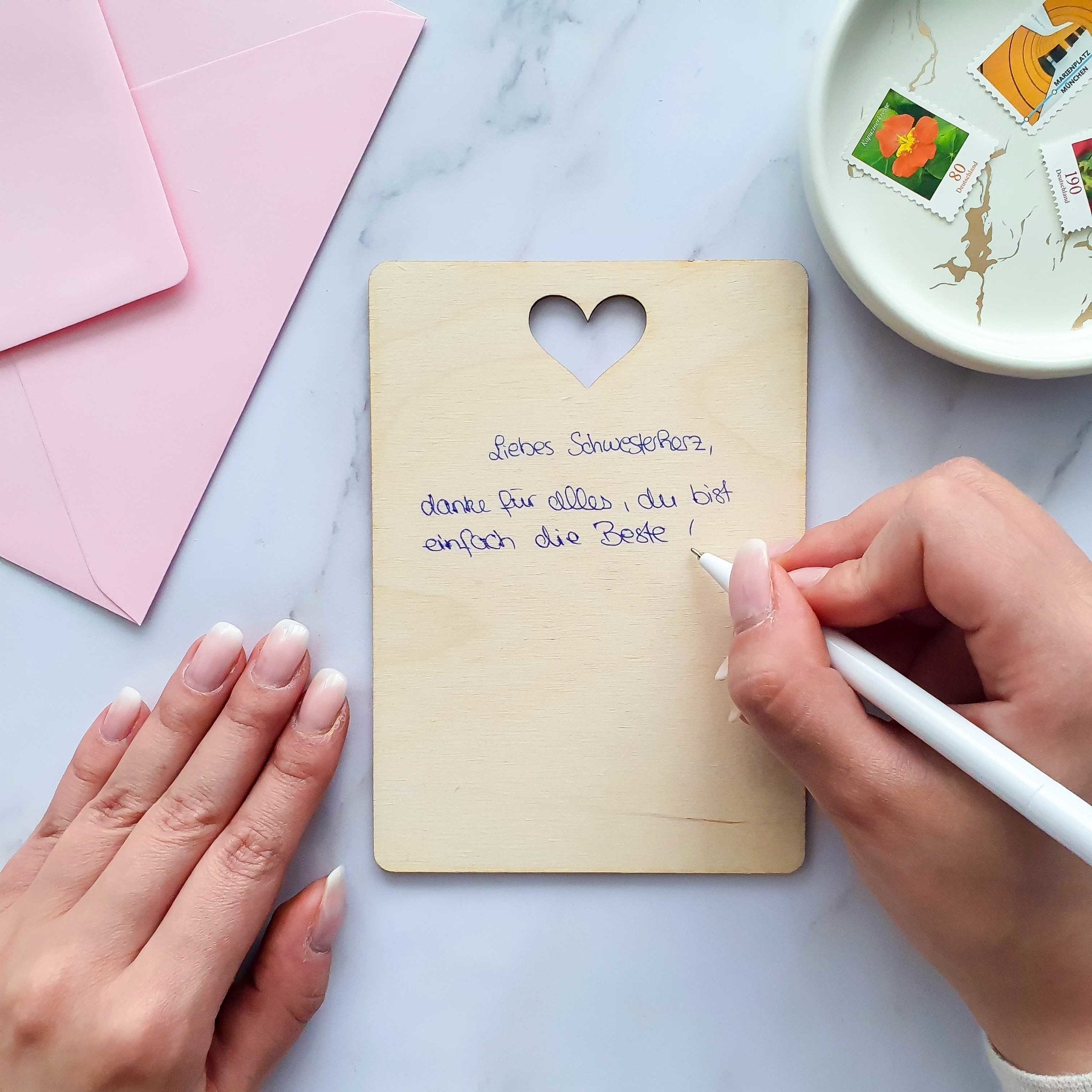 Geburtstagskarte Schwester personalisiert aus Holz - Suzu Papers