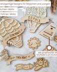 Meilensteinkarten Baby Holz 1-12 Monate personalisiert - Suzu Papers