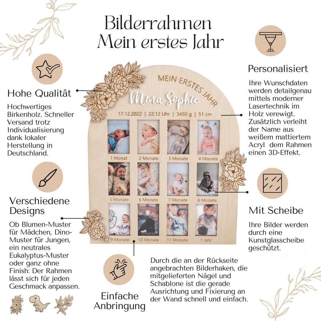 Mein erstes Jahr Bilderrahmen - Baby Bilderrahmen - Suzu Papers