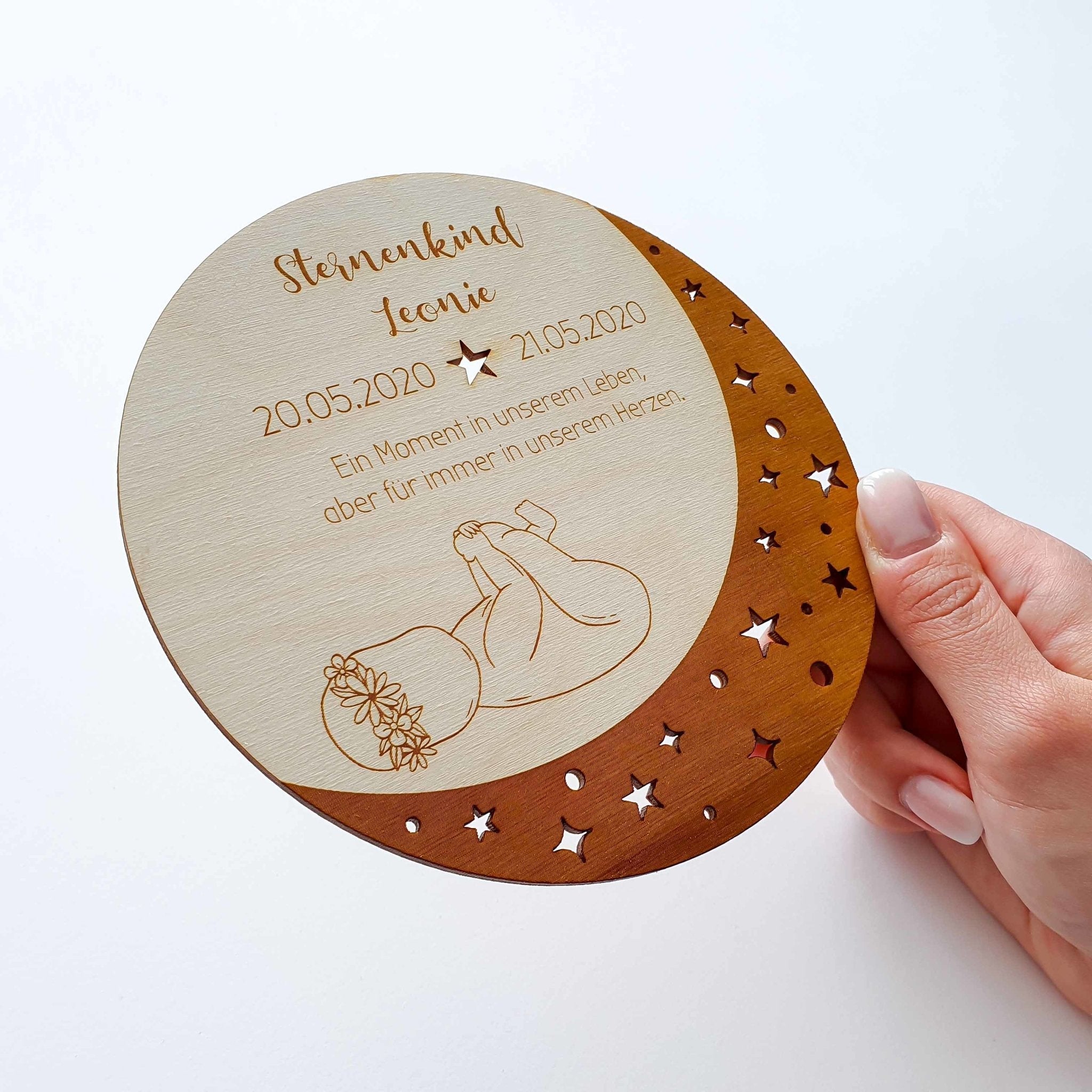 Trauerkarte Sternenkind aus Holz - Sternenkind Andenken - Suzu Papers