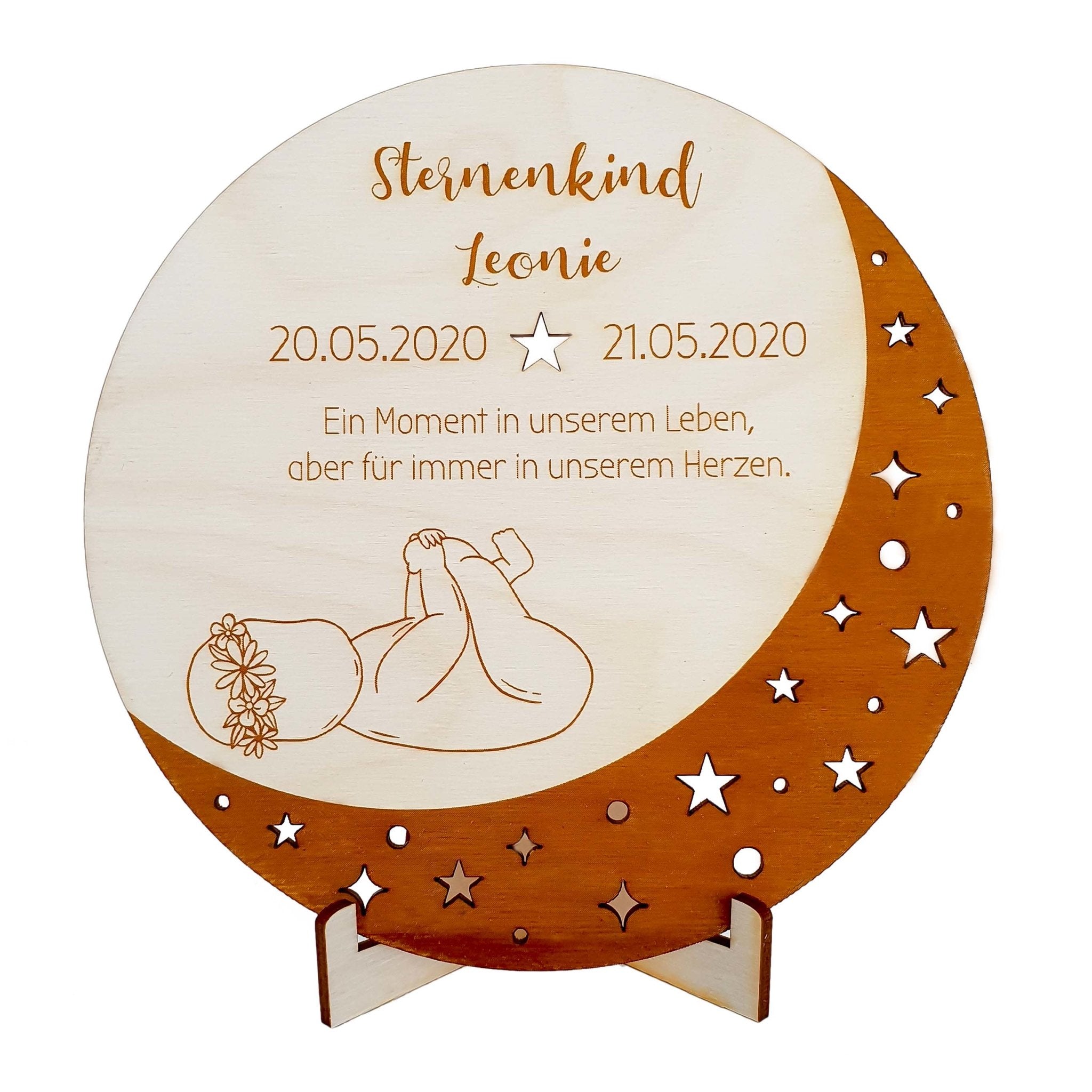 Trauerkarte Sternenkind aus Holz - Sternenkind Andenken - Suzu Papers