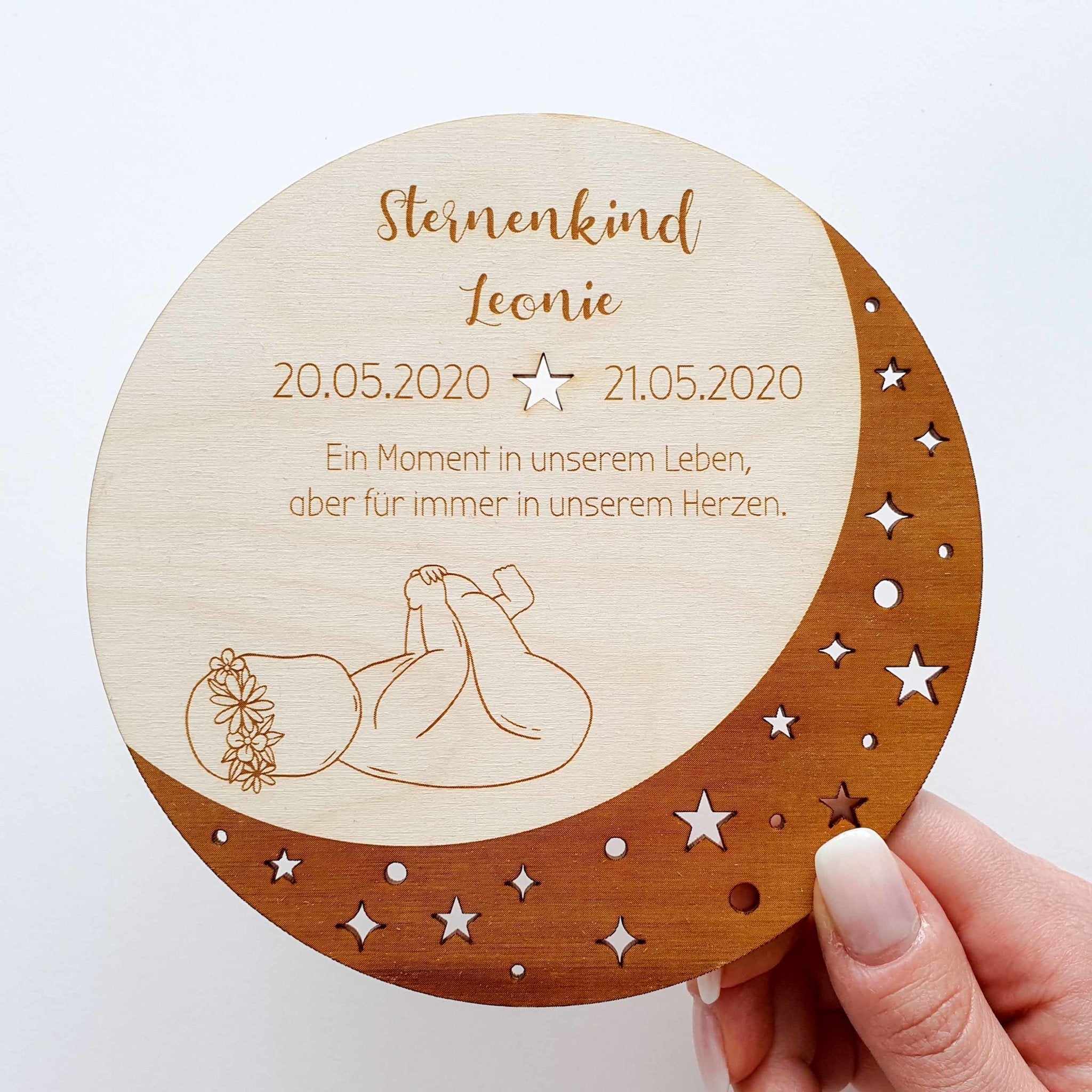 Trauerkarte Sternenkind aus Holz - Sternenkind Andenken - Suzu Papers