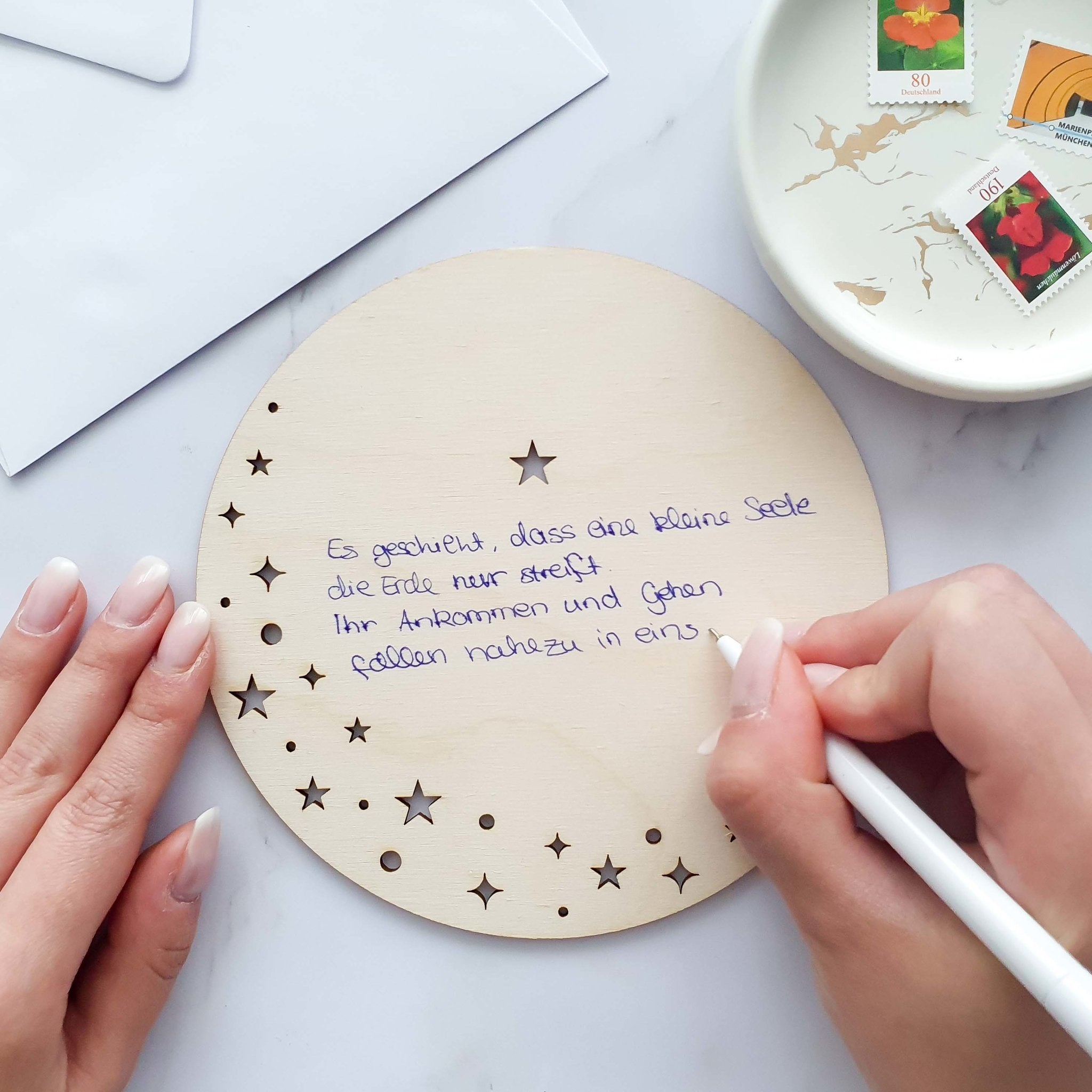 Trauerkarte Sternenkind aus Holz - Sternenkind Andenken - Suzu Papers