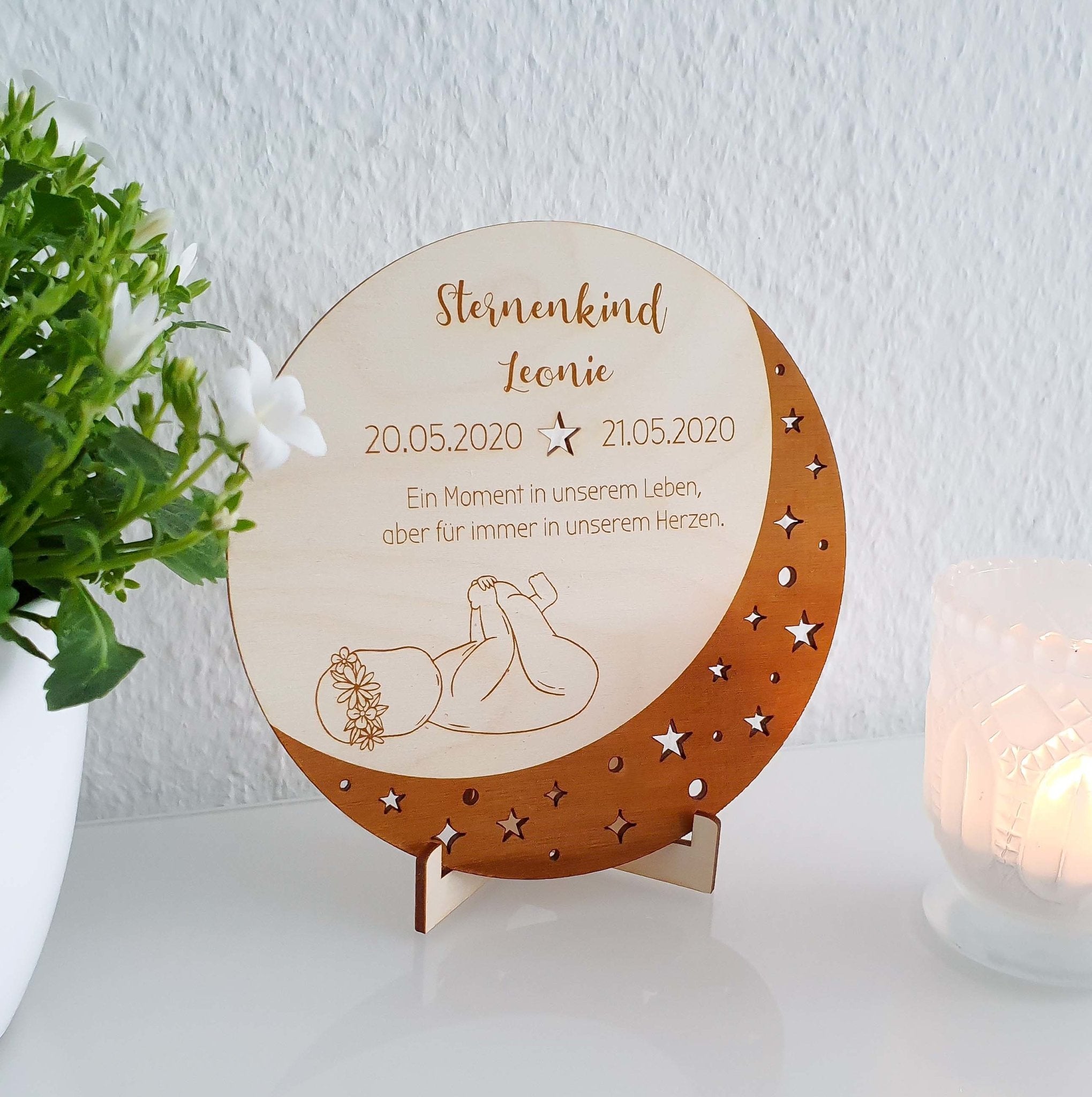 Trauerkarte Sternenkind aus Holz - Sternenkind Andenken - Suzu Papers