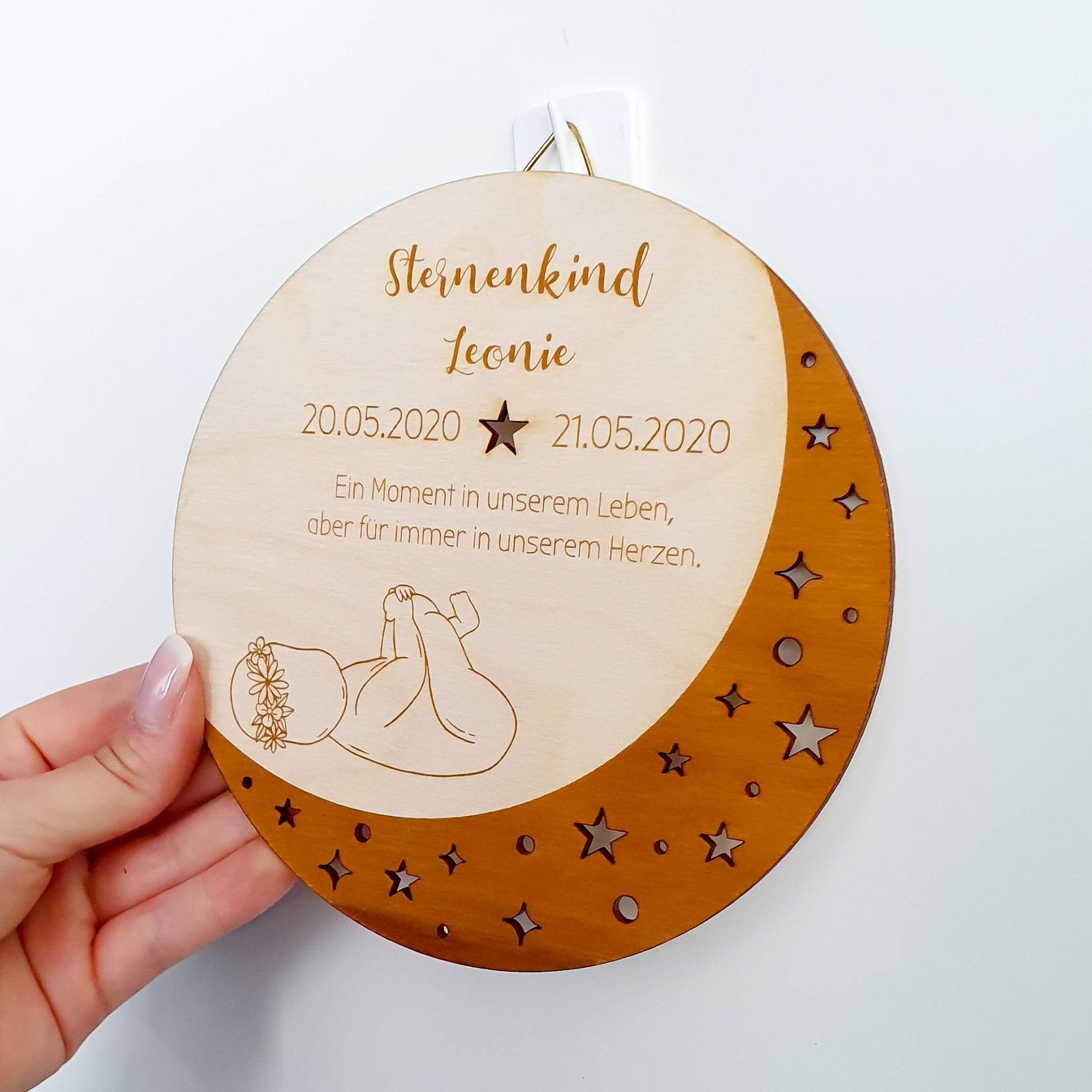 Trauerkarte Sternenkind aus Holz - Sternenkind Andenken - Suzu Papers