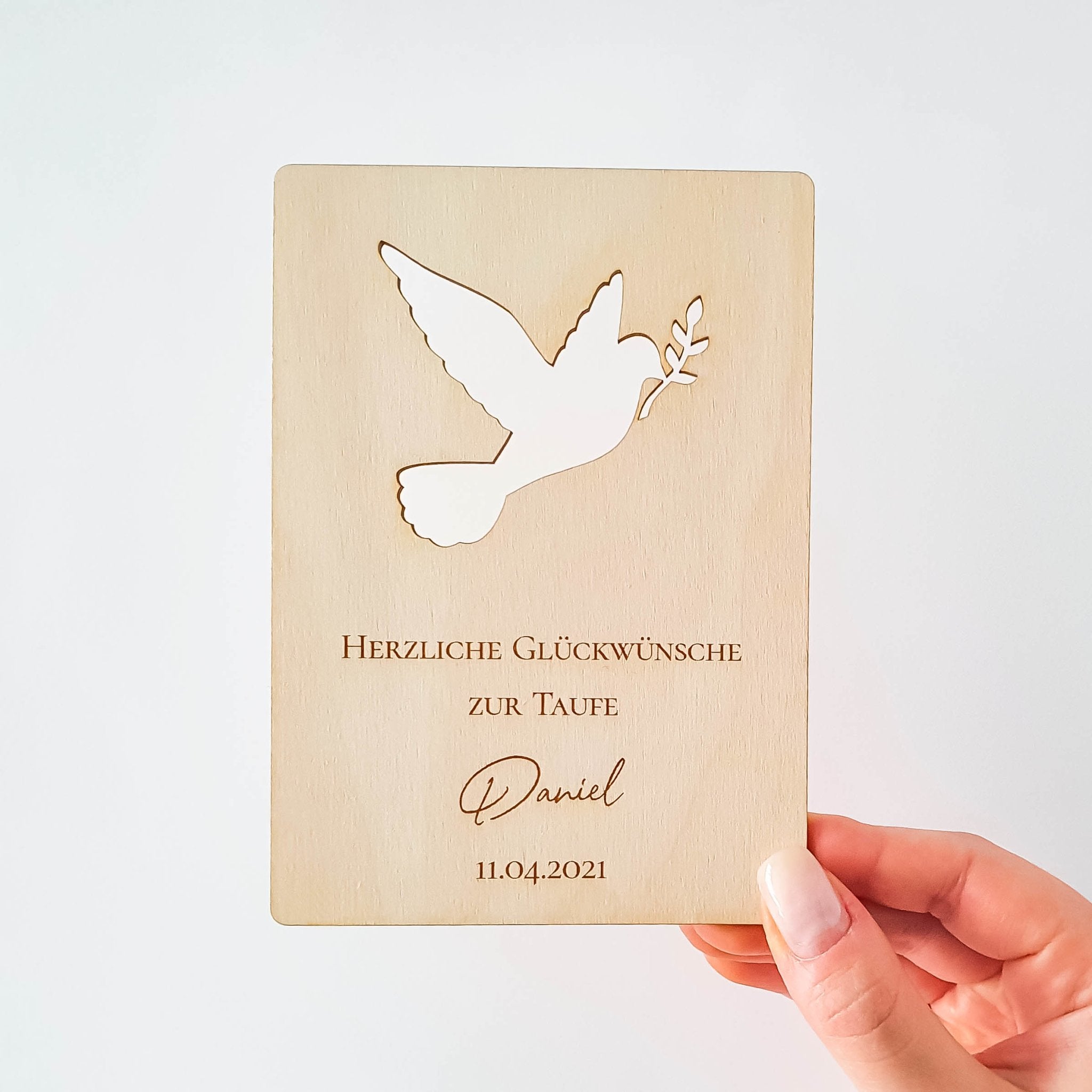Karte zur Taufe personalisiert aus Holz - Suzu Papers