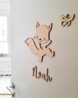 Türschild Kinderzimmer Holz mit Fuchs-Motiv - Suzu Papers