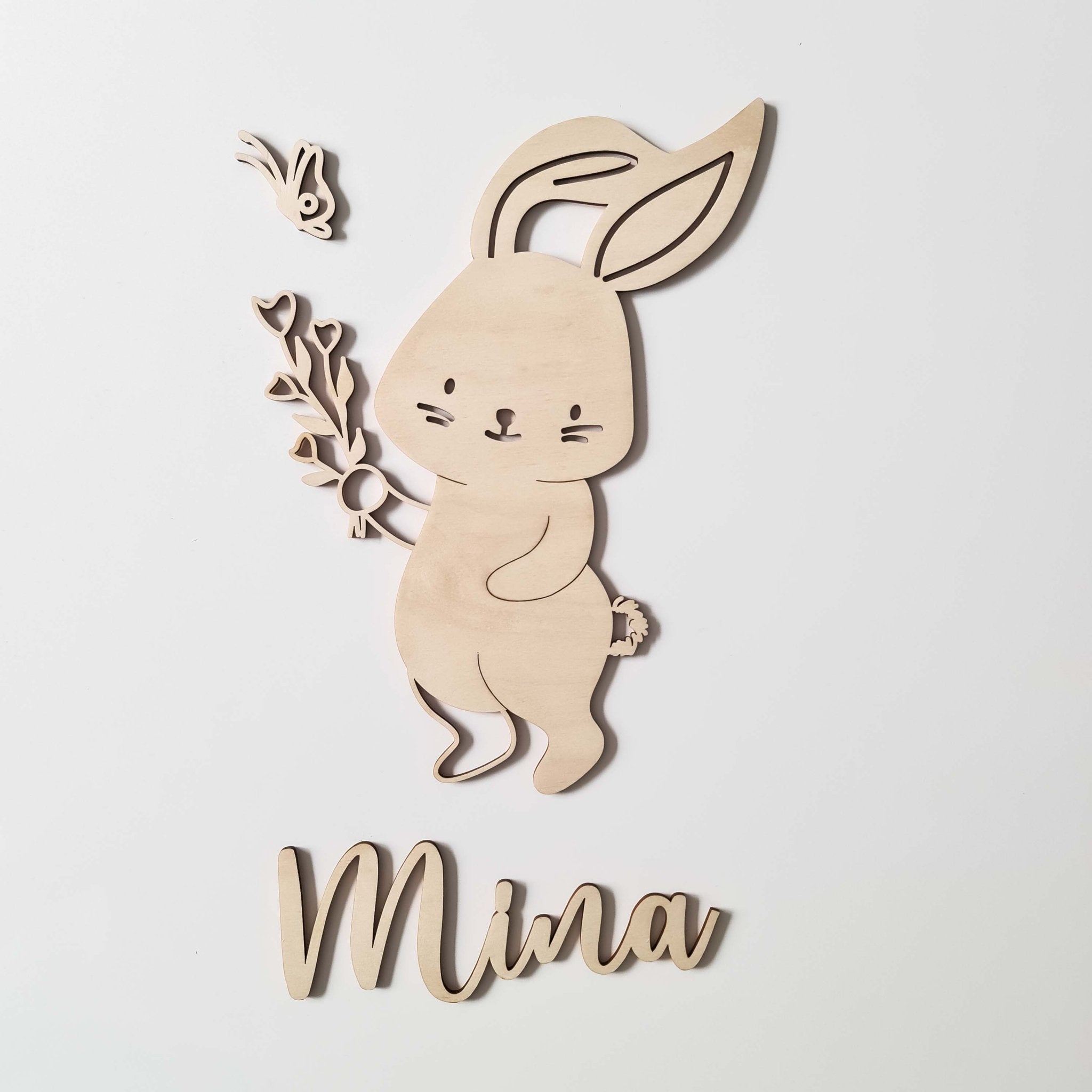Türschild Name Kinderzimmer mit Hase-Motiv - Suzu Papers