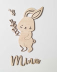 Türschild Name Kinderzimmer mit Hase-Motiv - Suzu Papers