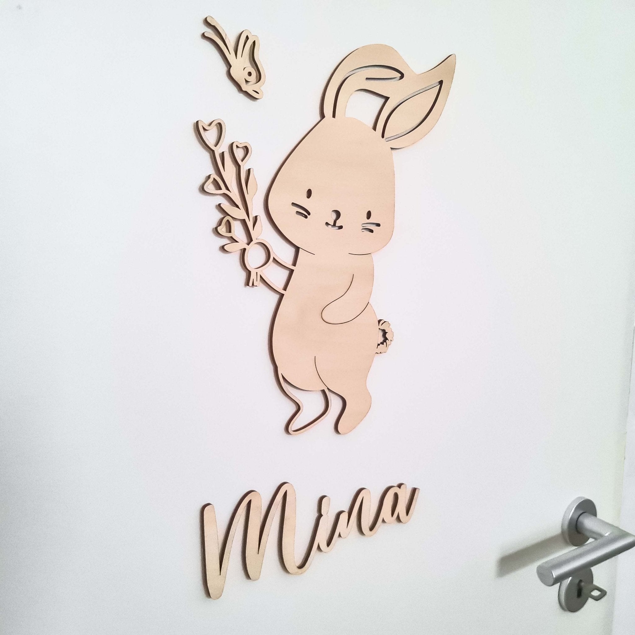 Türschild Name Kinderzimmer mit Hase-Motiv - Suzu Papers