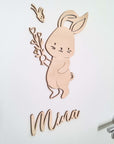 Türschild Name Kinderzimmer mit Hase-Motiv - Suzu Papers