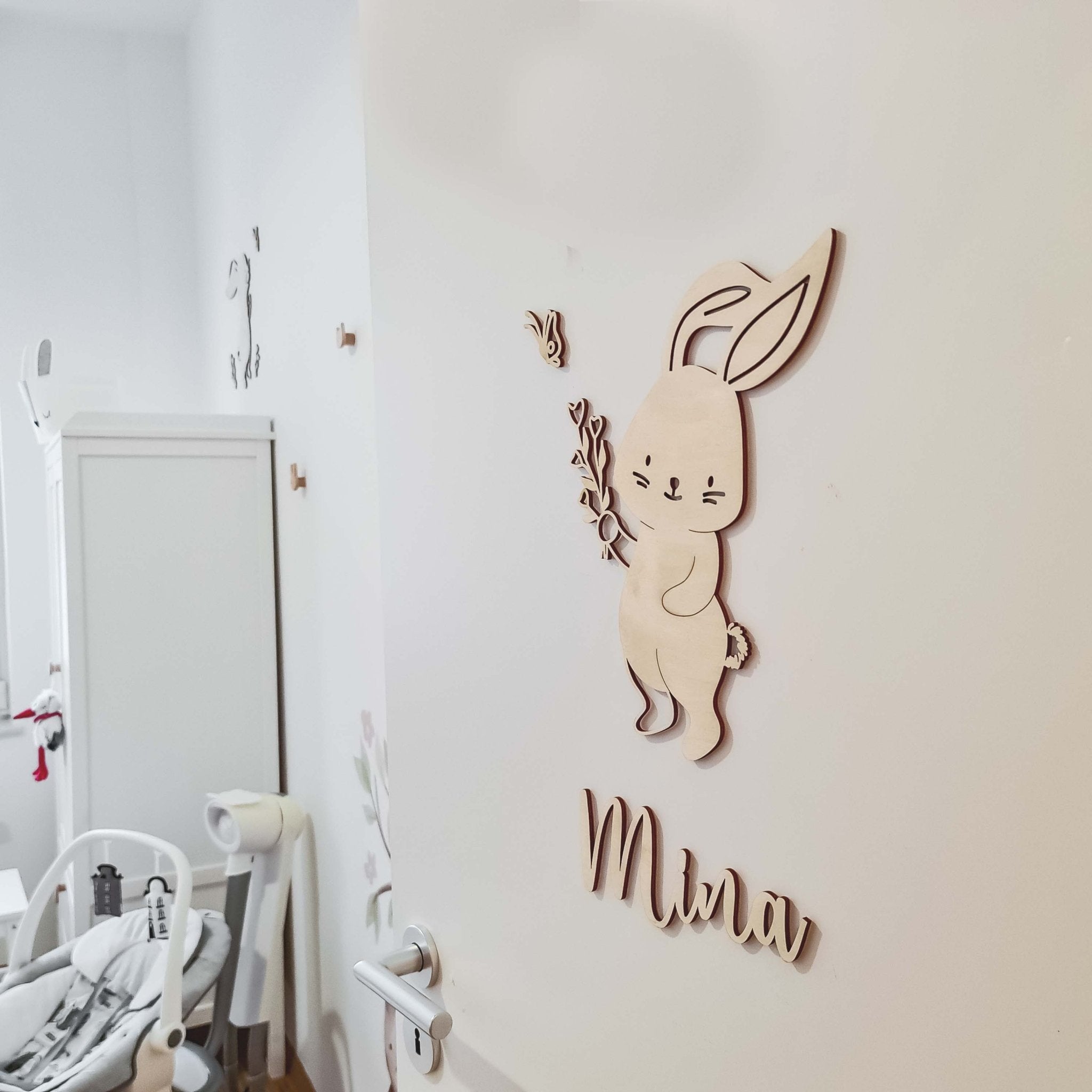 Türschild Name Kinderzimmer mit Hase-Motiv - Suzu Papers