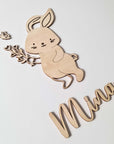 Türschild Name Kinderzimmer mit Hase-Motiv - Suzu Papers