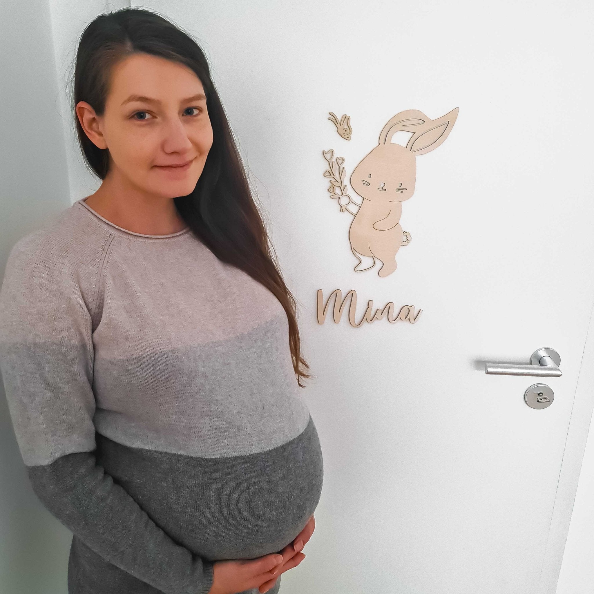 Türschild Name Kinderzimmer mit Hase-Motiv - Suzu Papers