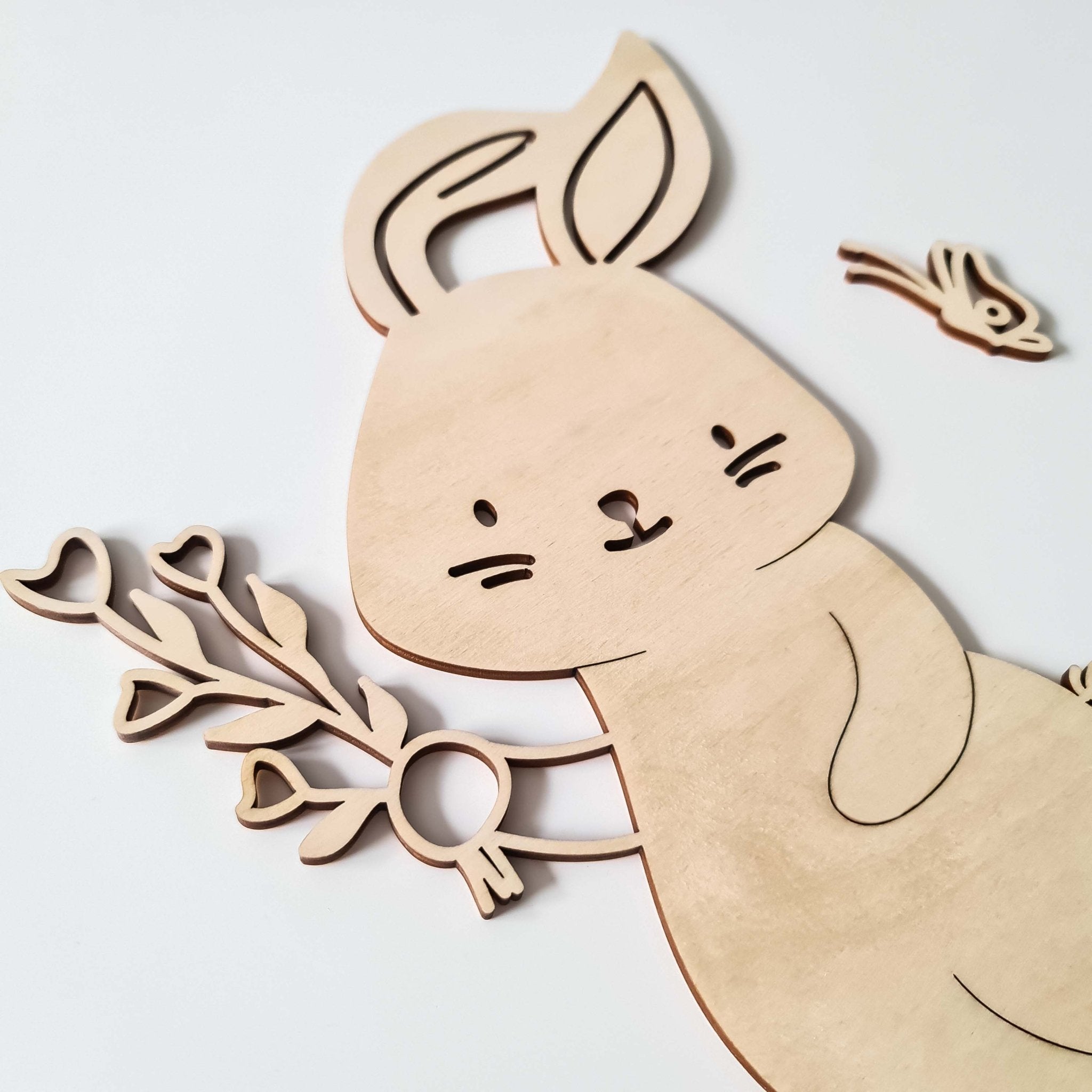Türschild Name Kinderzimmer mit Hase-Motiv - Suzu Papers