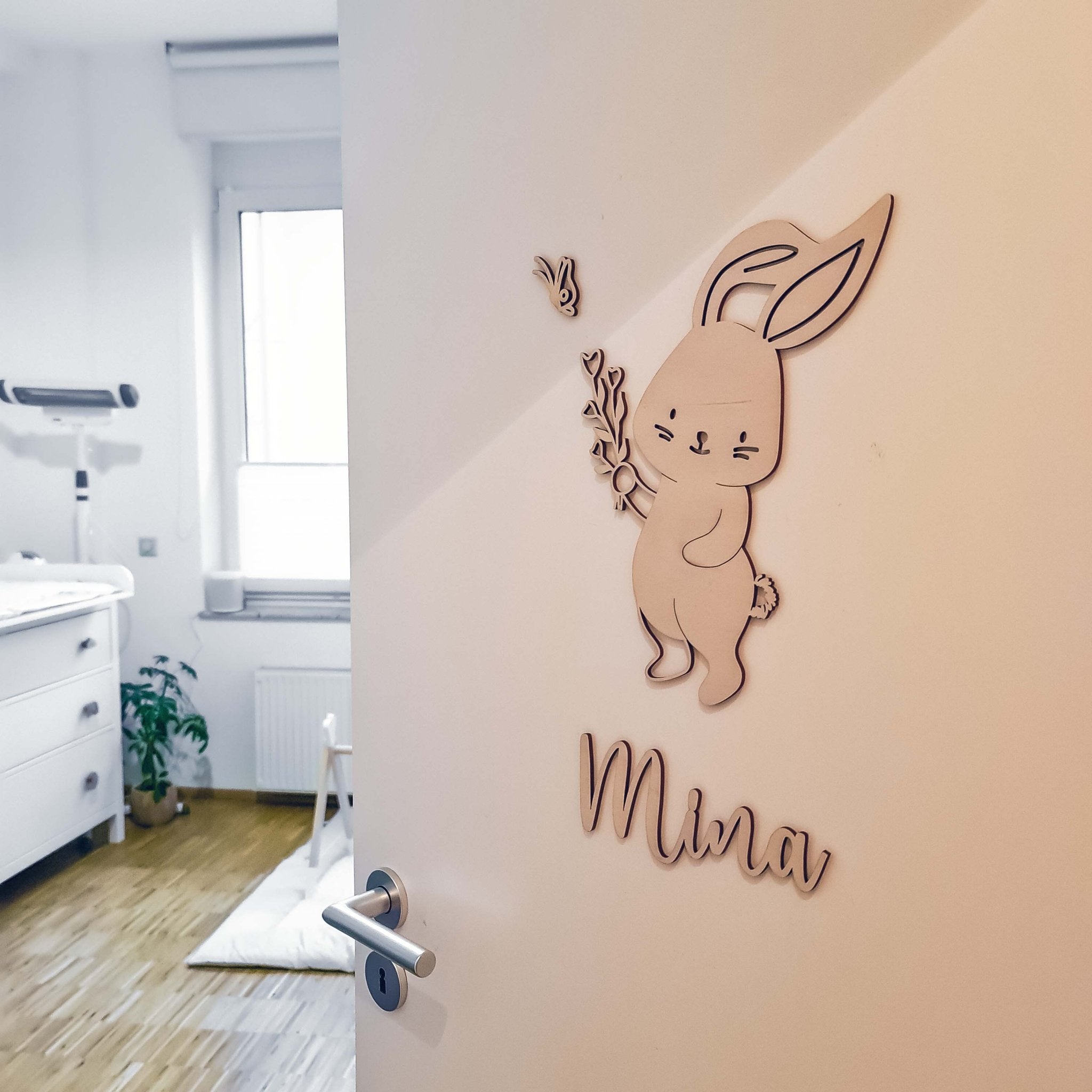 Türschild Name Kinderzimmer mit Hase-Motiv - Suzu Papers