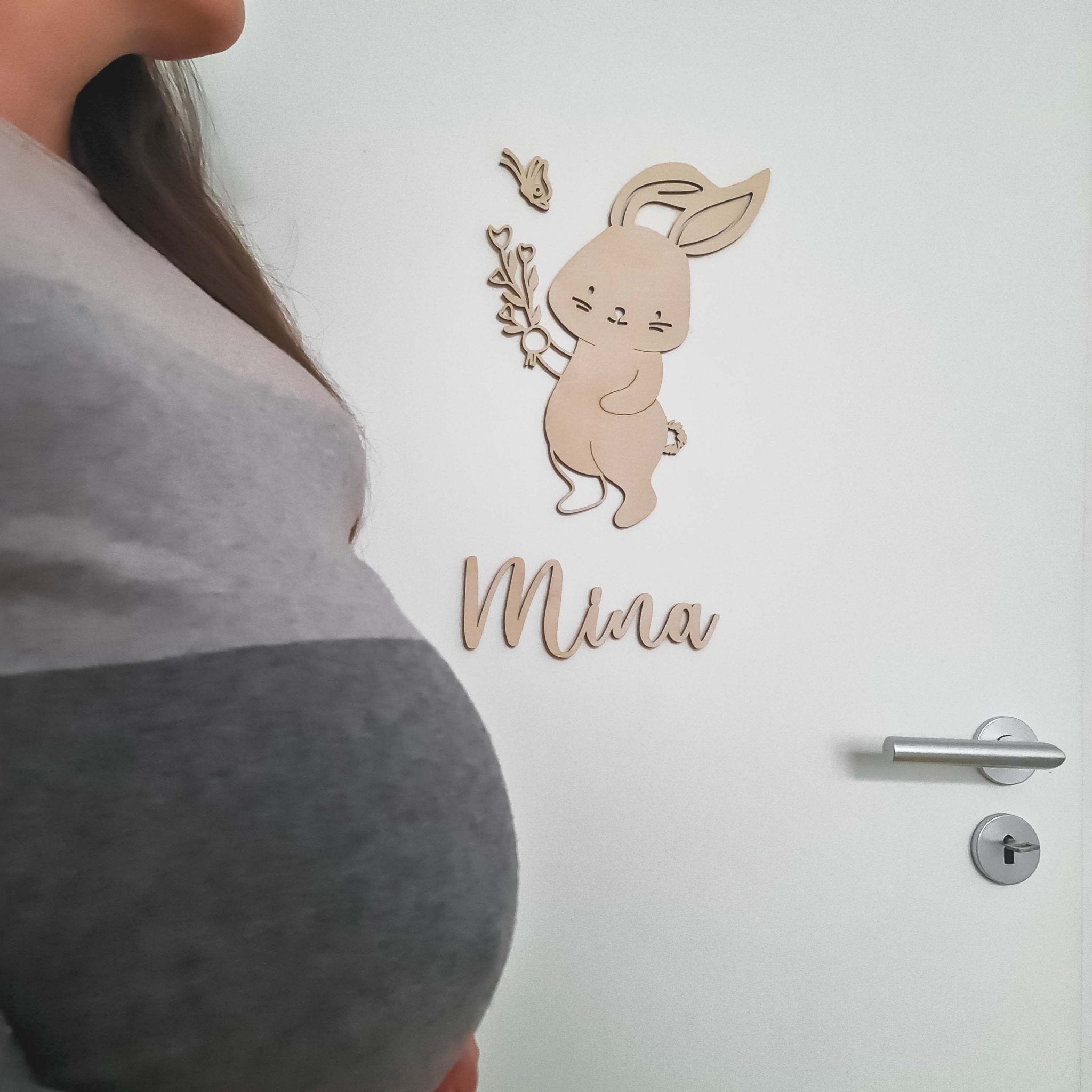 Türschild Name Kinderzimmer mit Hase-Motiv - Suzu Papers