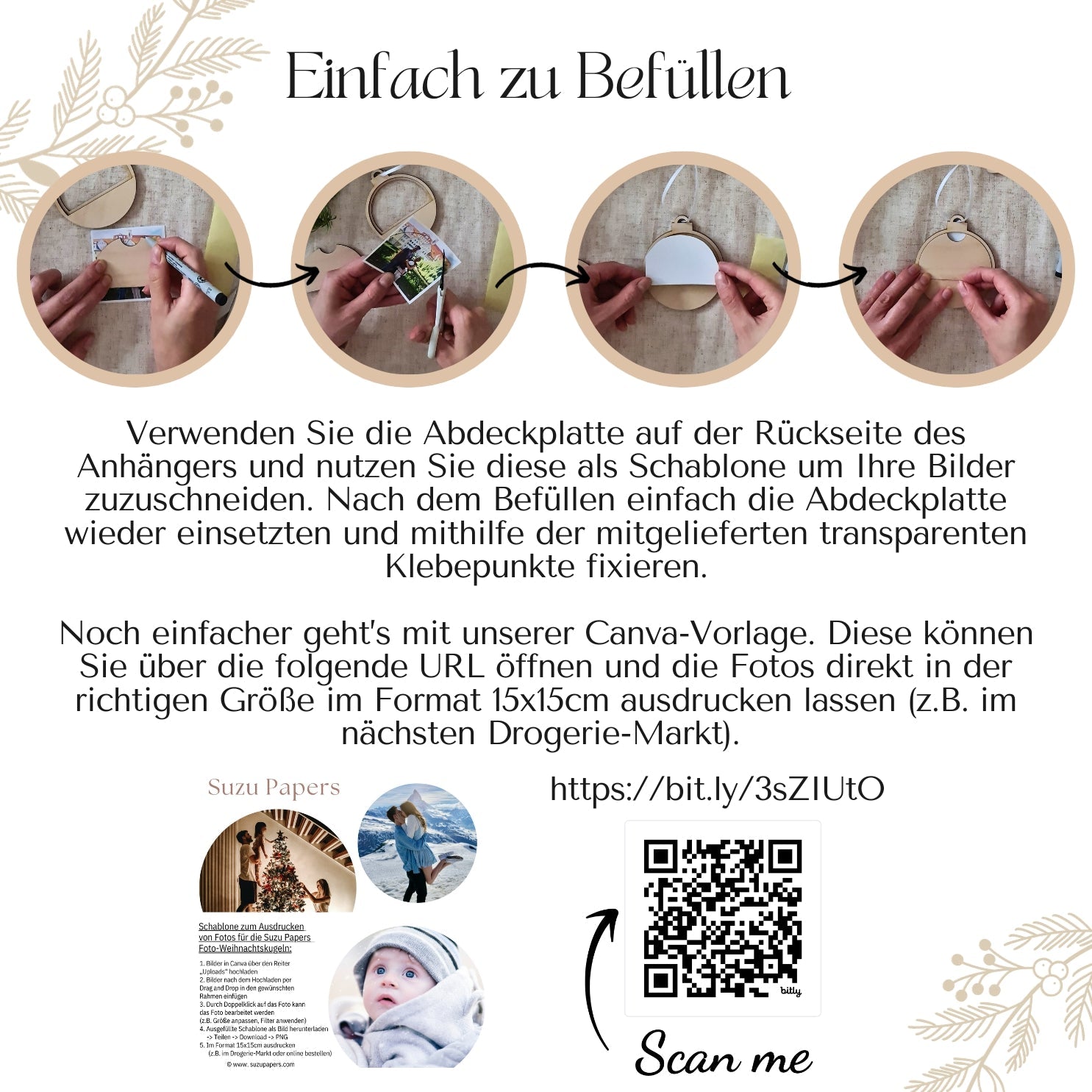 Weihnachtskugel mit Foto - Suzu Papers