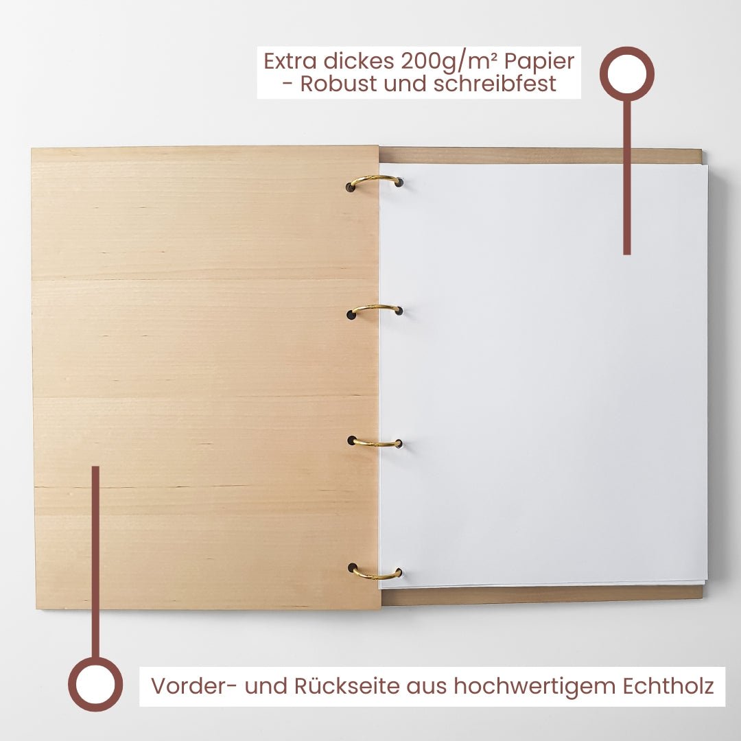 Gästebuch Hochzeit Holz personalisiert – Hochzeitsgästebuch mit Bild blanko zum Ausfüllen Fotobuch - Suzu Papers