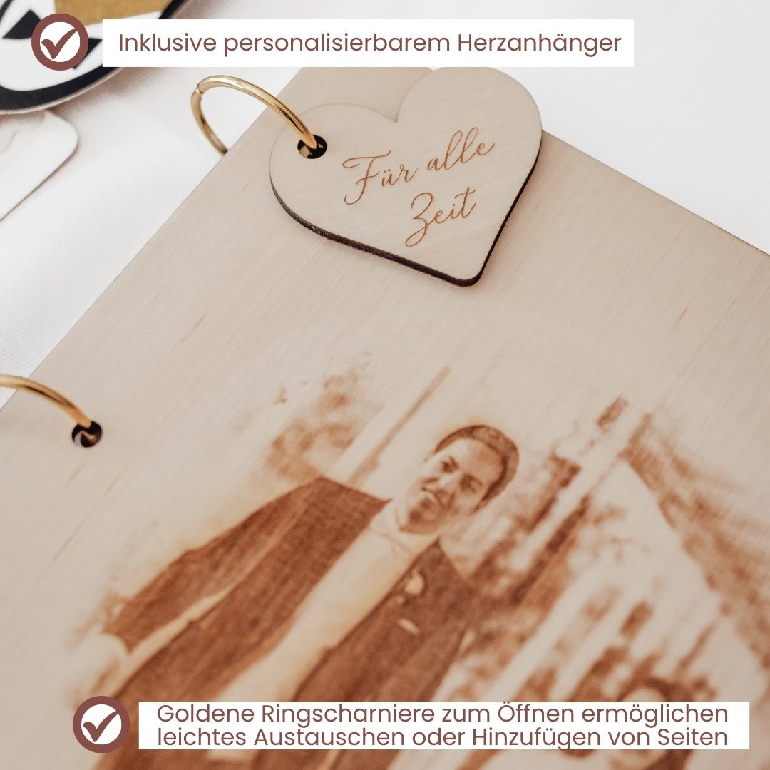 Gästebuch Hochzeit Holz personalisiert – Hochzeitsgästebuch mit Bild blanko zum Ausfüllen Fotobuch - Suzu Papers