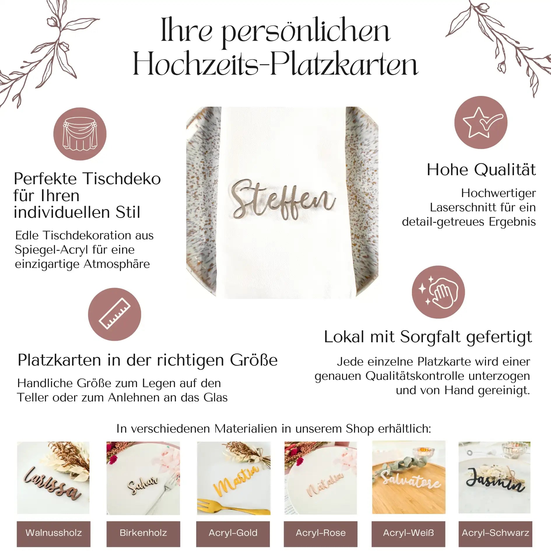 Platzkarte in Silber aus individuellen Namen - Suzu Papers