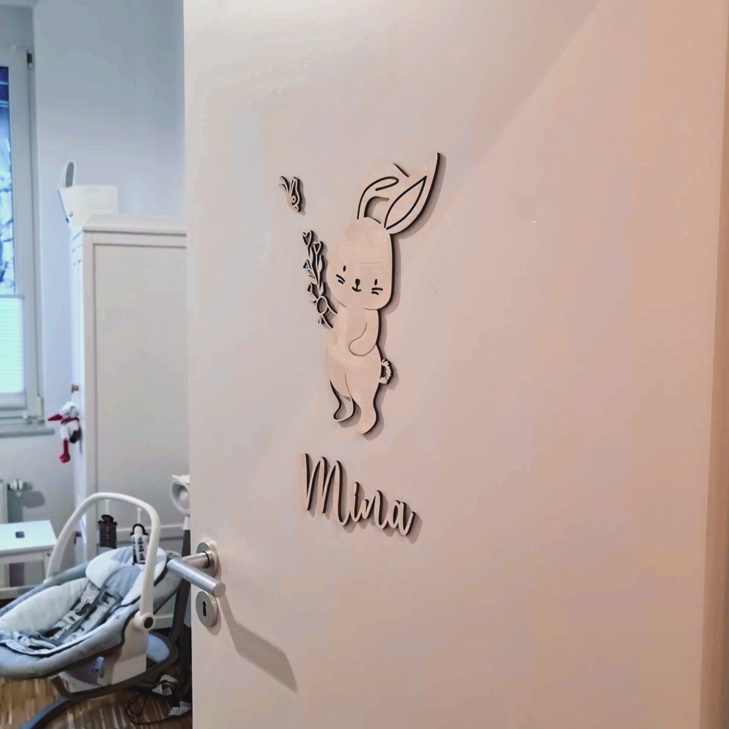 Türschild Name Kinderzimmer mit Hase-Motiv - Suzu Papers