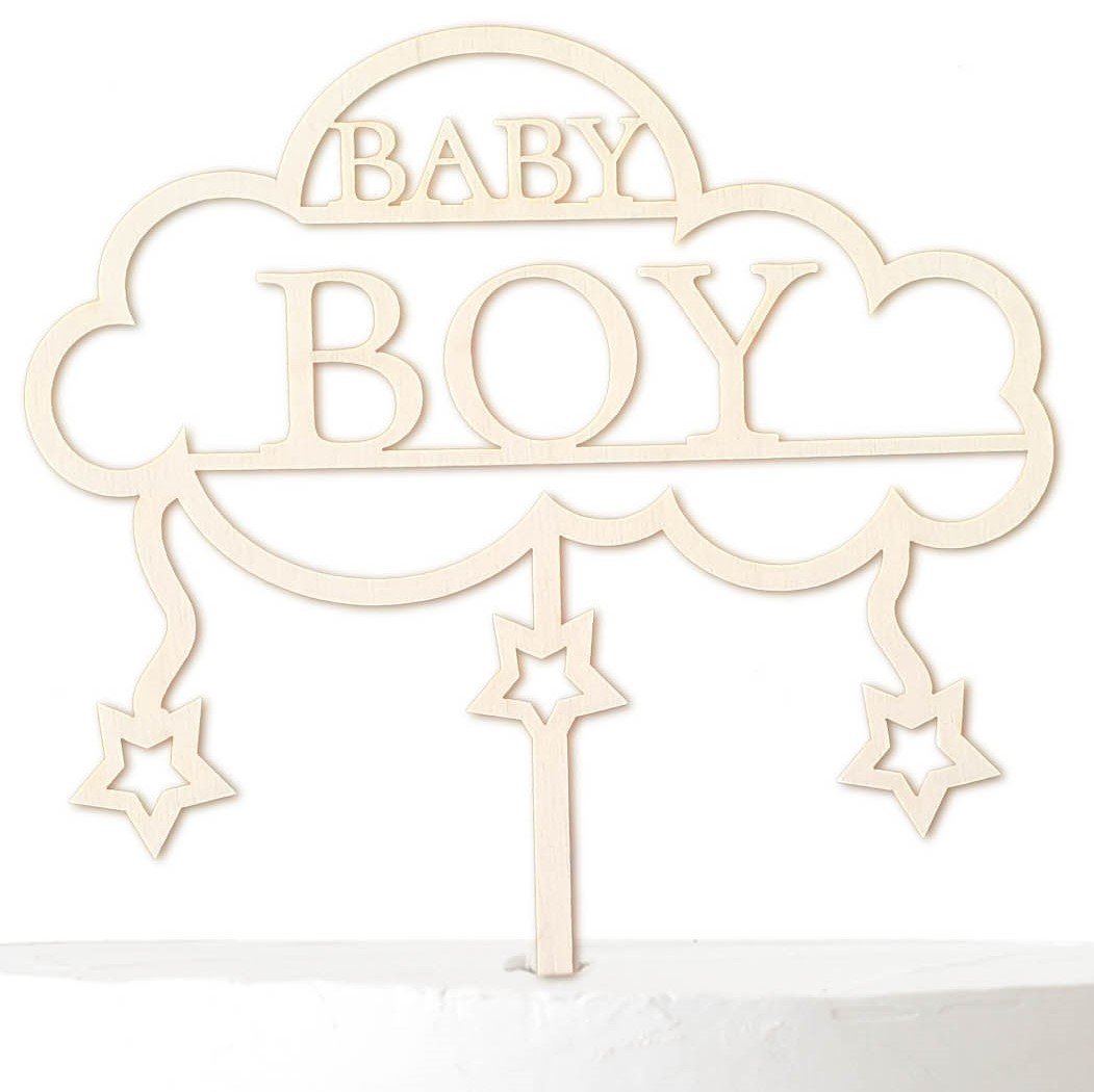 Baby Shower Torten Deko - Cake Topper für Welcome Baby Boy Torte - Suzu Papers