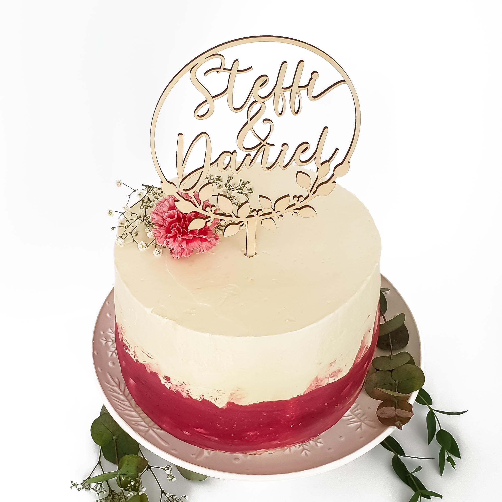 Cake Topper Greenery -  Hochzeitstorte Topper personalisiert - Suzu Papers